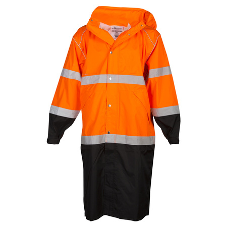 S-M, Orange, Class 3, Premium Brilliant Series Long Rain Coat -  KISHIGO, RWJ109-S-M
